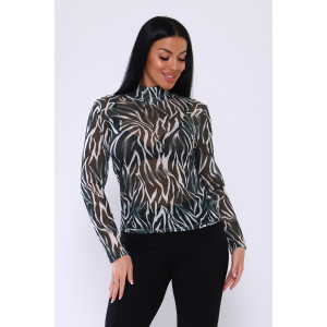 Водолазка женская №24675 сетка (последний размер) зебра 48