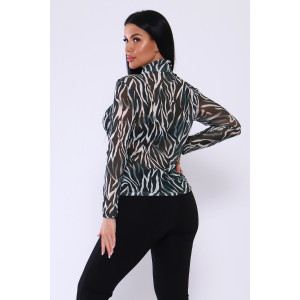 Водолазка женская №24675 сетка (последний размер) зебра 48
