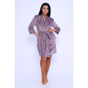 Халат женский №71094 велюр (последний размер) розовая пудра 46,48