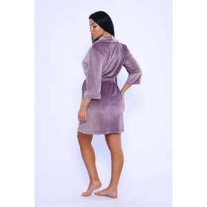 Халат женский №71094 велюр (последний размер) розовая пудра 46,48