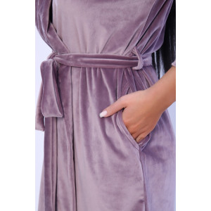 Халат женский №71094 велюр (последний размер) розовая пудра 46,48