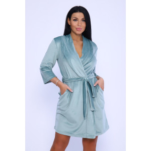 Халат женский №71094 велюр (последний размер) мятный 56