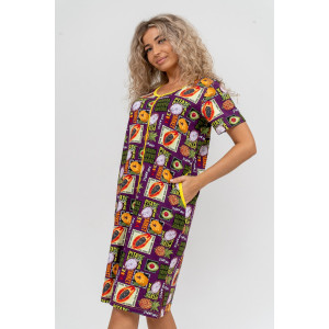 Халат женский №36821 кулирка (последний размер) баклажан 50