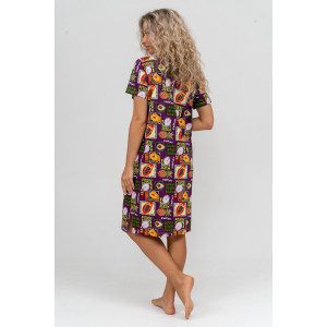 Халат женский №36821 кулирка (последний размер) баклажан 50