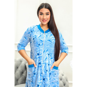 Халат женский №012 велюр (последний размер) голубой 62