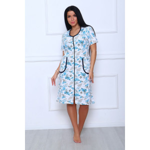 Халат женский №39032 футер 2-х нитка с начесом (последний размер) бирюзовый 46