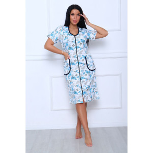 Халат женский №39032 футер 2-х нитка с начесом (последний размер) бирюзовый 46