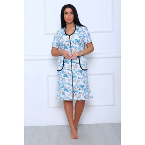 Халат женский №39032 футер 2-х нитка с начесом (последний размер) бирюзовый 46