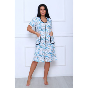 Халат женский №39032 футер 2-х нитка с начесом (последний размер) бирюзовый 46