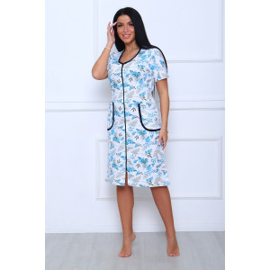 Халат женский №39032 футер 2-х нитка с начесом (последний размер) бирюзовый 46