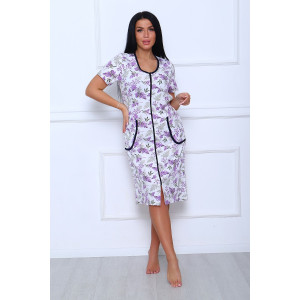 Халат женский №39032 футер 2-х нитка с начесом (последний размер) фиолетовый 50