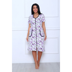 Халат женский №39032 футер 2-х нитка с начесом (последний размер) фиолетовый 50