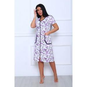 Халат женский №39032 футер 2-х нитка с начесом (последний размер) фиолетовый 50