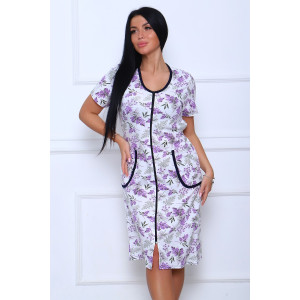 Халат женский №39032 футер 2-х нитка с начесом (последний размер) фиолетовый 50