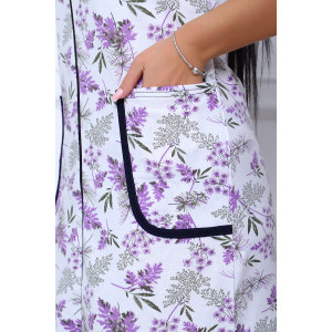 Халат женский №39032 футер 2-х нитка с начесом (последний размер) фиолетовый 50