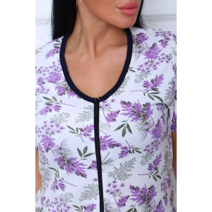 Халат женский №39032 футер 2-х нитка с начесом (последний размер) фиолетовый 50