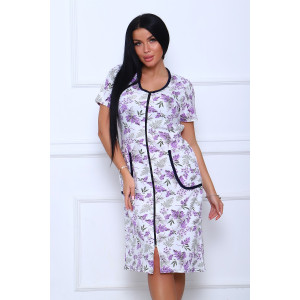 Халат женский №39032 футер 2-х нитка с начесом (последний размер) фиолетовый 50