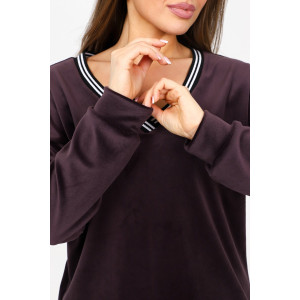 Костюм двойка женский М-970 велюр (последний размер) баклажан 52-54,56-58