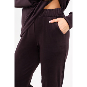 Костюм двойка женский М-970 велюр (последний размер) баклажан 52-54,56-58