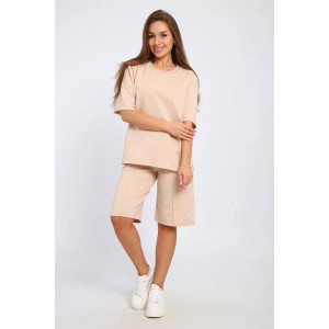 Костюм двойка женский М-209 хлопок с лайкрой (последний размер) бежевый 42,46,50,52