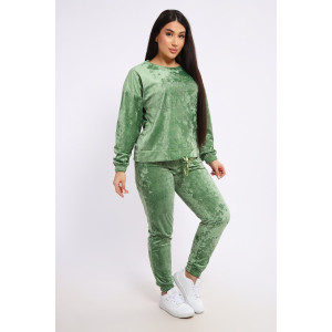 Костюм двойка женский "QUEEN BEE 2" велюр (последний размер) оливковый 52,56