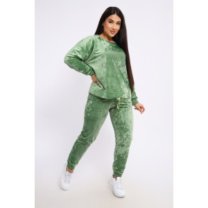 Костюм двойка женский "QUEEN BEE 2" велюр (последний размер) оливковый 52,56