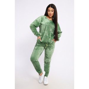 Костюм двойка женский "QUEEN BEE 2" велюр (последний размер) оливковый 52,56