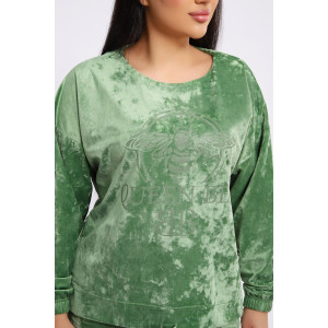 Костюм двойка женский "QUEEN BEE 2" велюр (последний размер) оливковый 52,56