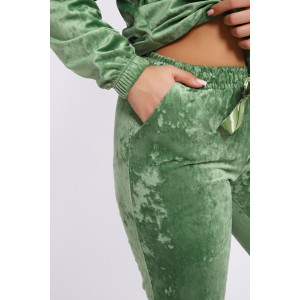 Костюм двойка женский "QUEEN BEE 2" велюр (последний размер) оливковый 52,56