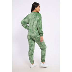 Костюм двойка женский "QUEEN BEE 2" велюр (последний размер) оливковый 52,56