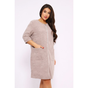 Халат женский 513 махра (последний размер) какао полоска 54