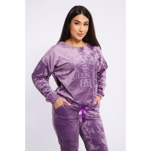 Костюм двойка женский "QUEEN BEE 2" велюр (последний размер) лаванда 46,54