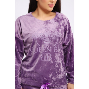 Костюм двойка женский "QUEEN BEE 2" велюр (последний размер) лаванда 46,54