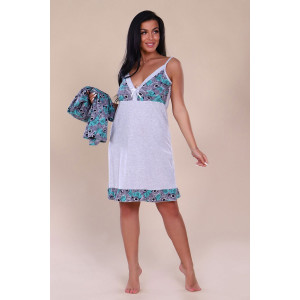 Пеньюар двойка женский 919 "Бантик" кулирка (последний размер) ментол 54