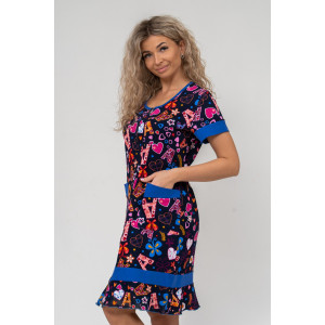 Халат женский №36640 кулирка (последний размер) темно-синий 48