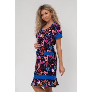 Халат женский №36640 кулирка (последний размер) темно-синий 48