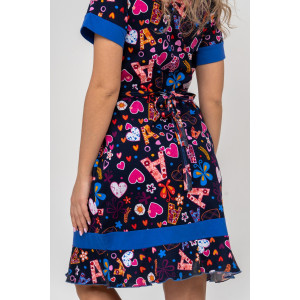 Халат женский №36640 кулирка (последний размер) темно-синий 48