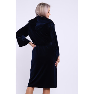 Халат женский №205 велюр (последний размер) темно-синий 56