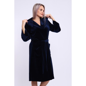 Халат женский №205 велюр (последний размер) темно-синий 56