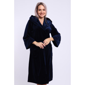 Халат женский №205 велюр (последний размер) темно-синий 56