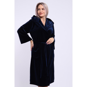 Халат женский №205 велюр (последний размер) темно-синий 56
