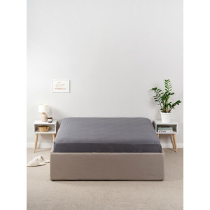 Простыня страйп-полиэстер на резинке "Серый бархат" Простыня страйп-полиэстер на резинке "Серый бархат"