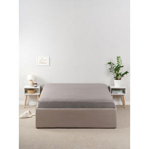 Простыня страйп-полиэстер на резинке "Винтажный хаки"