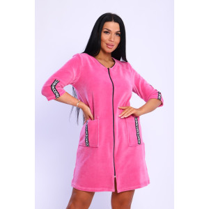 Халат женский №6068 велюр (последний размер) розовый 46,54,56