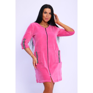 Халат женский №6068 велюр (последний размер) розовый 46,54,56