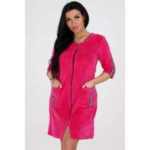 Халат женский №6068 велюр (последний размер) фуксия 46,52