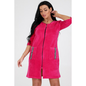 Халат женский №6068 велюр (последний размер) фуксия 46,52