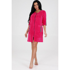 Халат женский №6068 велюр (последний размер) фуксия 46,52