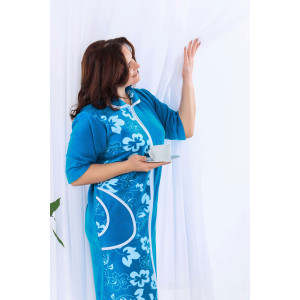 Халат женский №53511 велюр (последний размер) бирюза 54