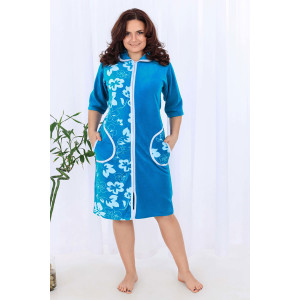 Халат женский №53511 велюр (последний размер) бирюза 54